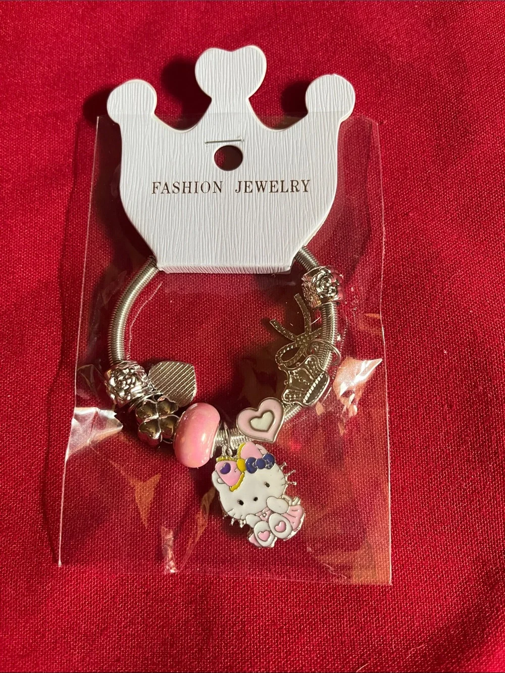 Pink & Silver Hello Kitty Charm Bracelet